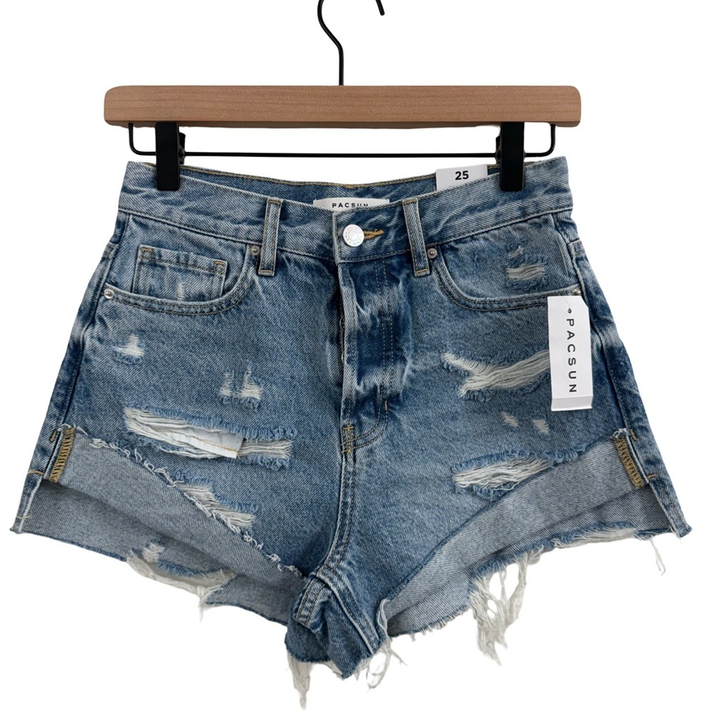 PacSun Distressed Blue Denim Shorts